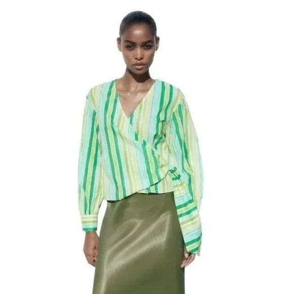 Zara green striped top - Picture 1 of 5